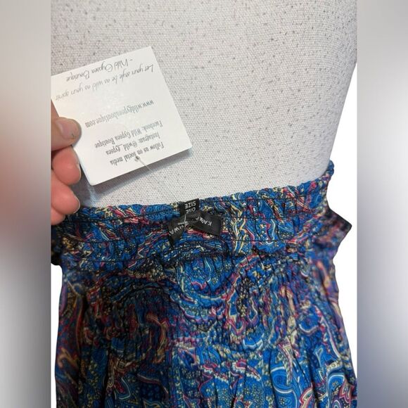 Karma Highway Silky Maxi Dress OS Long Off Shoulder Flare Sleeves Smocked Boho - Picture 4 of 5